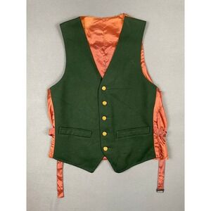 Kings Road Vintage Waistcoat Vest Dark Academia Preppy Green Wool Blend Mens 38